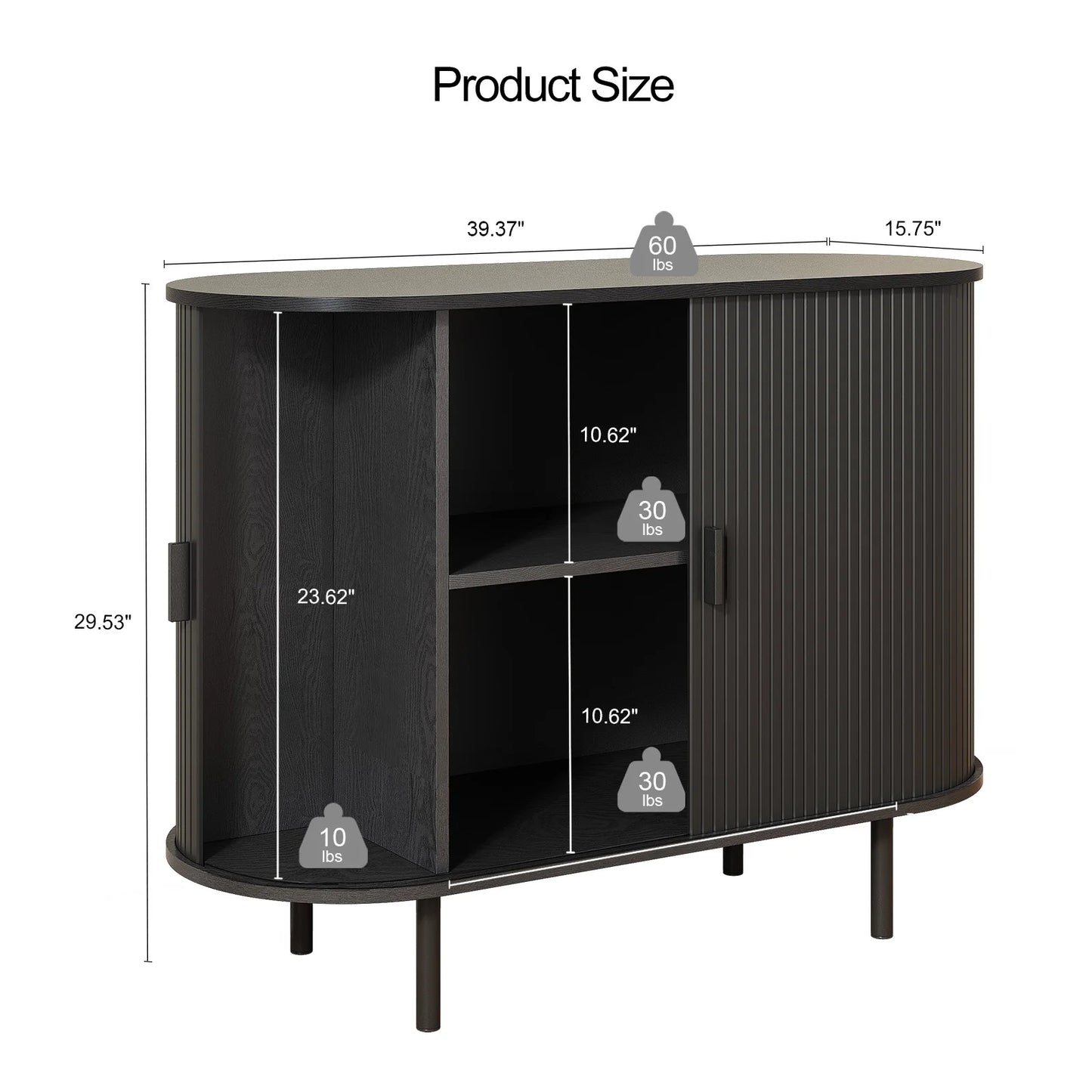 40" Sideboard with Sliding Door Storage and an Adjustable Shelf