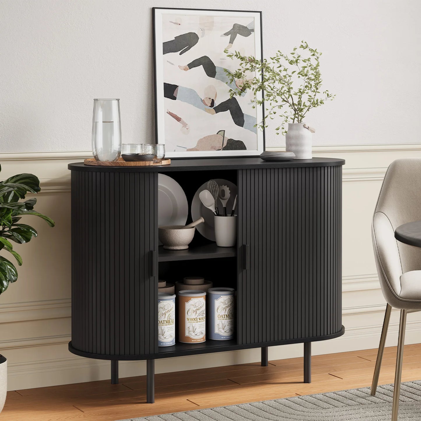 40" Sideboard with Sliding Door Storage and an Adjustable Shelf