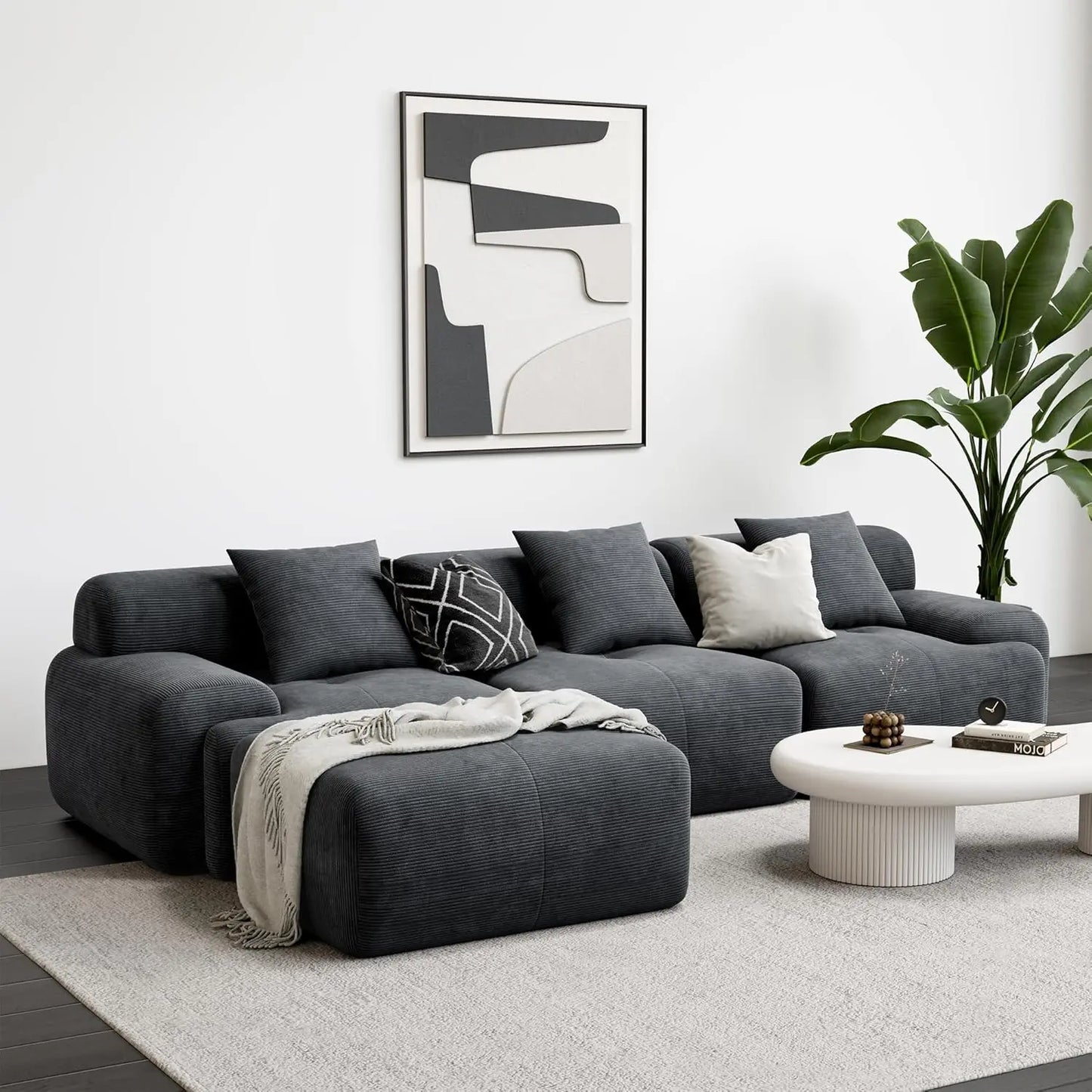 118" L-Shaped Modular Sectional Sofa