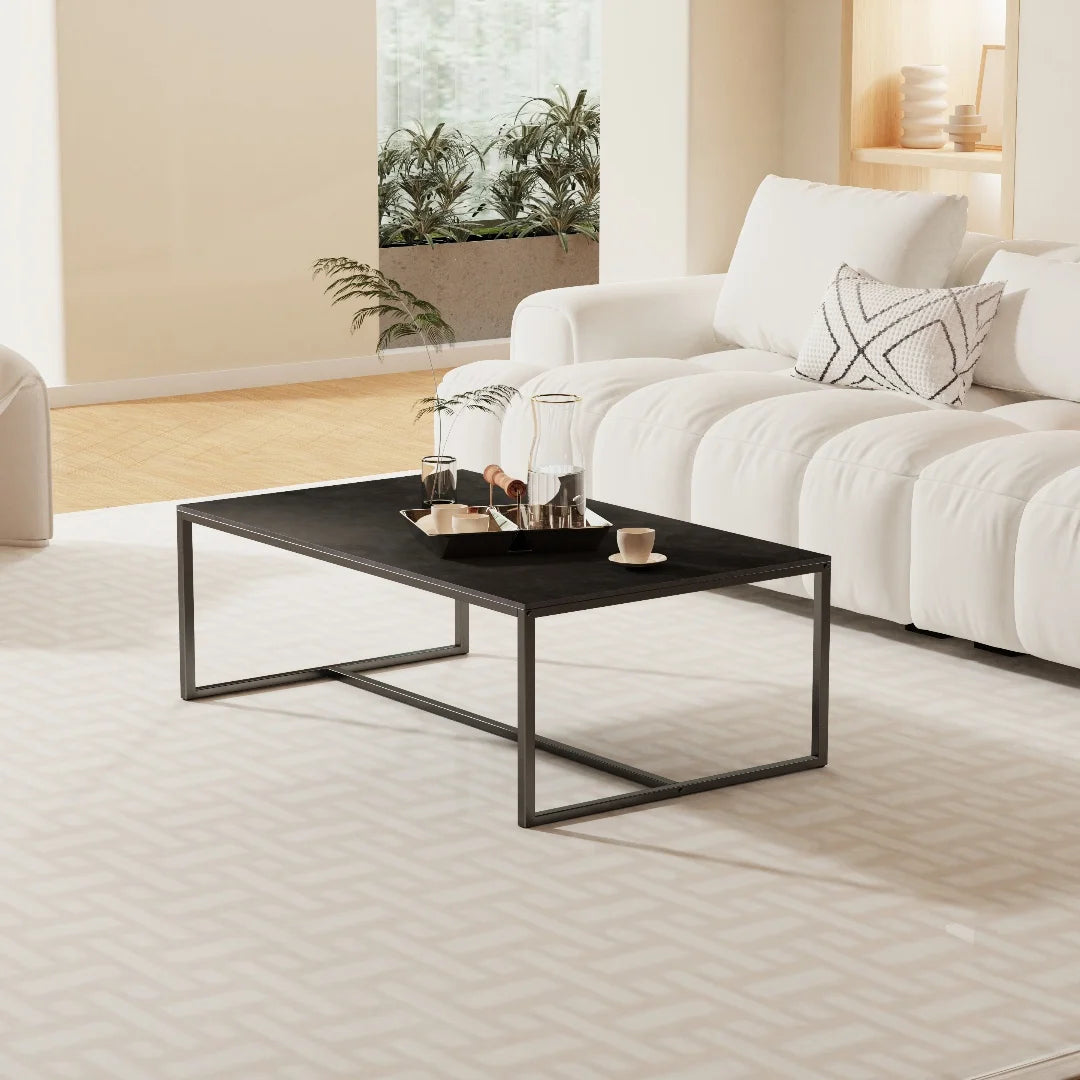 LUVODI 1M Long Rectangle Coffee Table with White, Black, or Grey Marble Tabletop