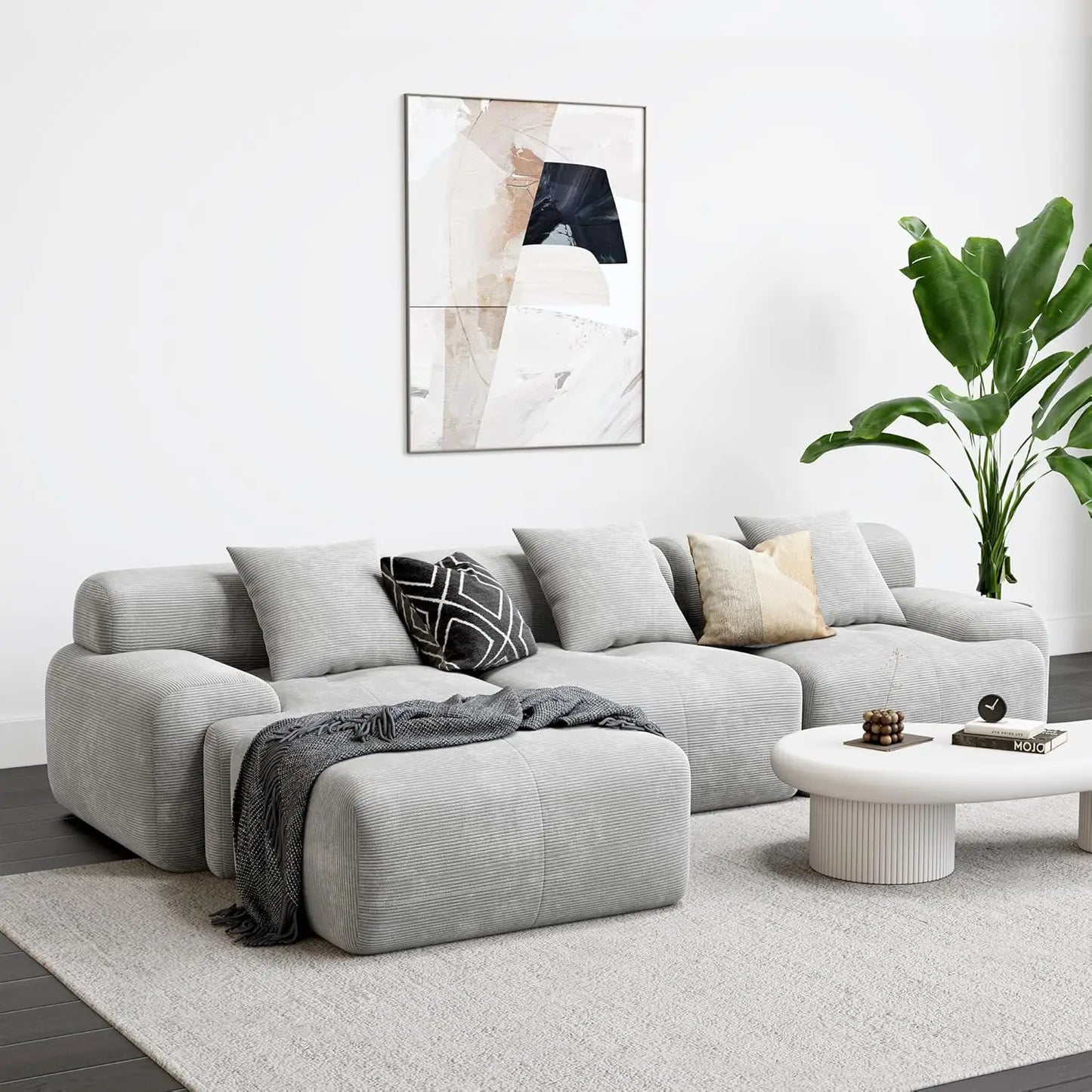 118" L-Shaped Modular Sectional Sofa