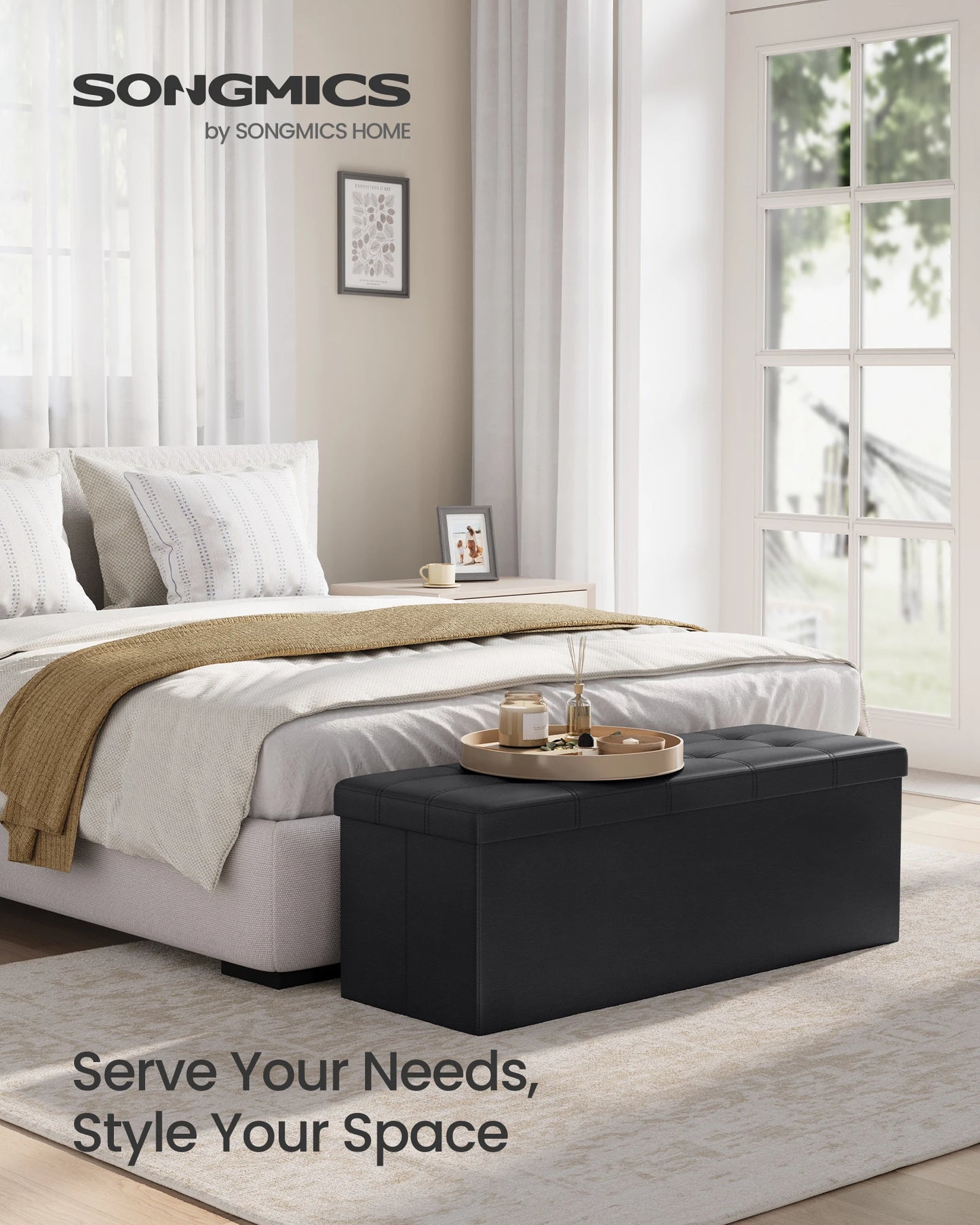 43 Inch Faux Leather Folding Storage Bench or Coffee Table