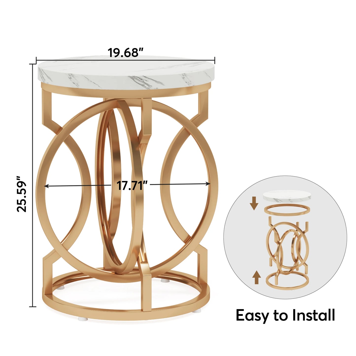 Tribesigns Modern Round End Table with Thick Wood Top, 20“