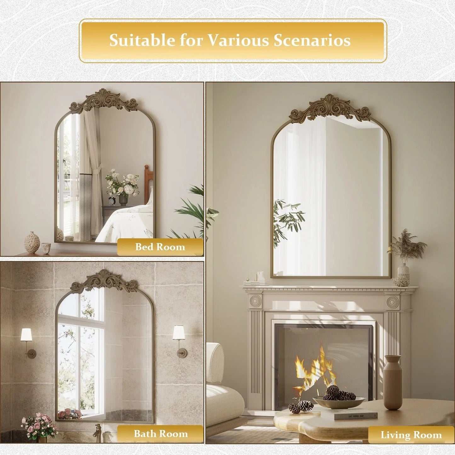 24”x36" Arched Vanity Wall Mirror