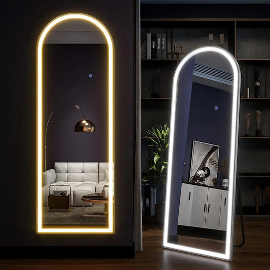 63"x20" Arched Full Length Mirror with LED Lights