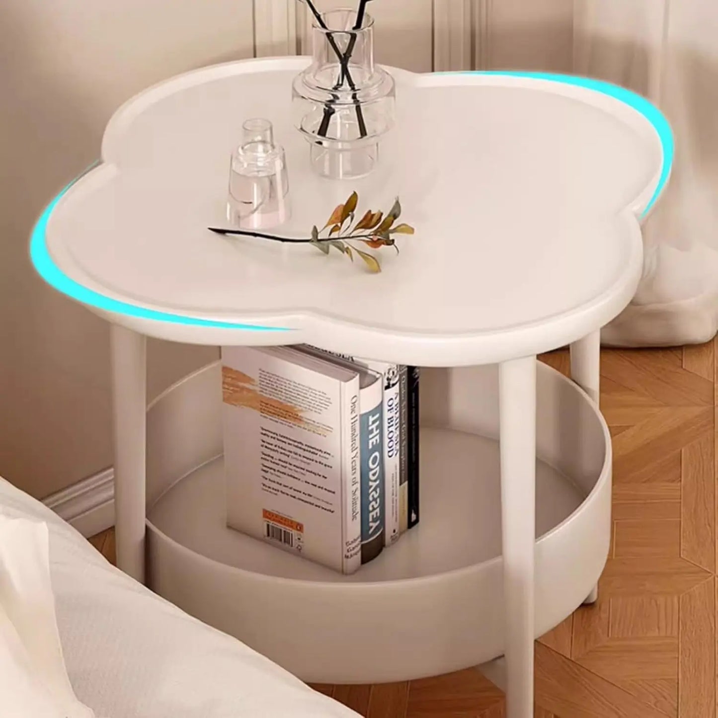 2-Tier Flower Shape Side Table with Storage Basket