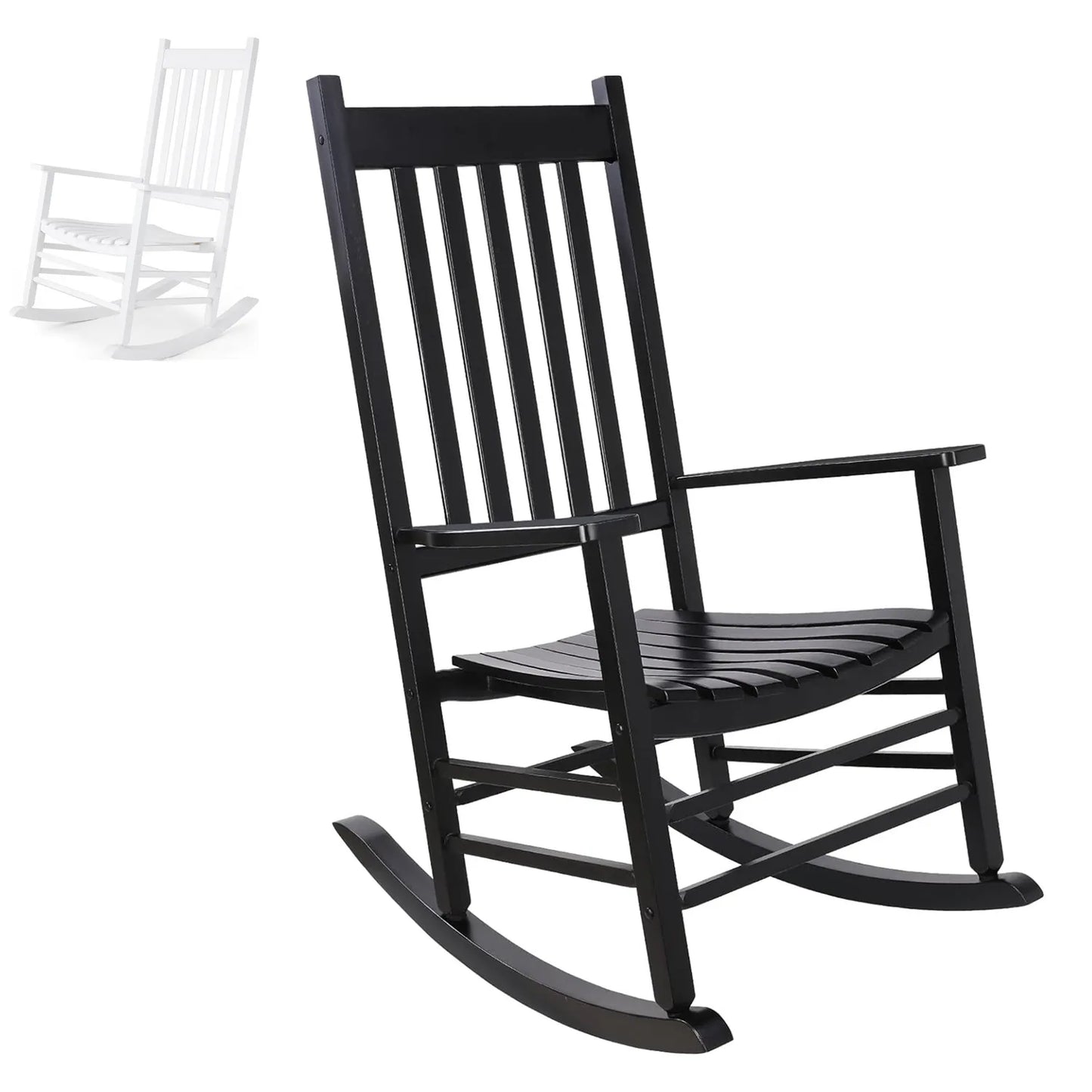 High-Backed Wooden Rocking Chair