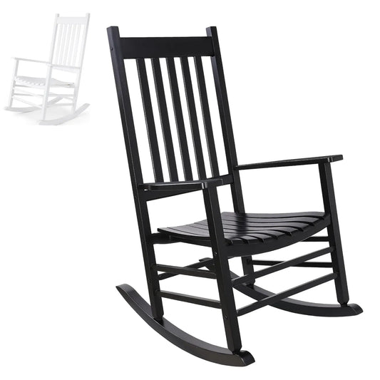 High-Backed Wooden Rocking Chair