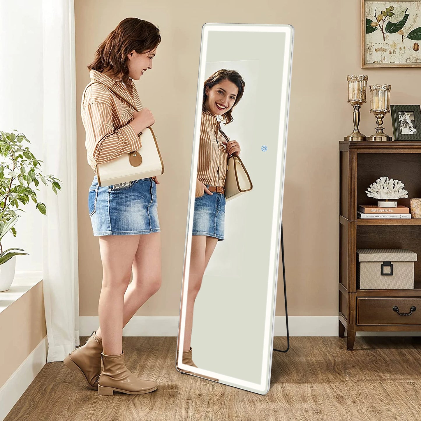 JHK LED 64"x21" Full Length Mirror Standing or Wall-Mounted