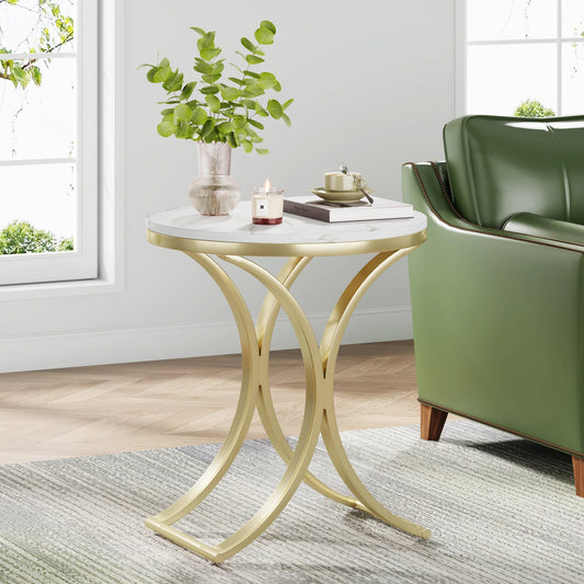 Tribesigns White Gold Round Side Table