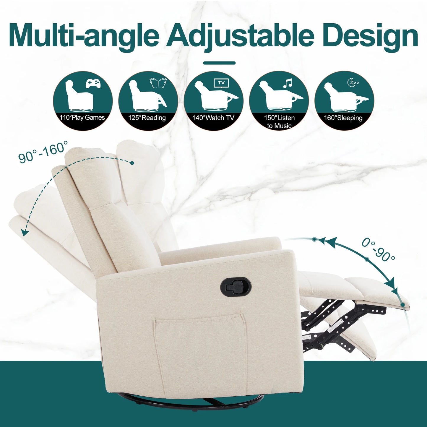 JHK Rotating Rocking Chair Recliner