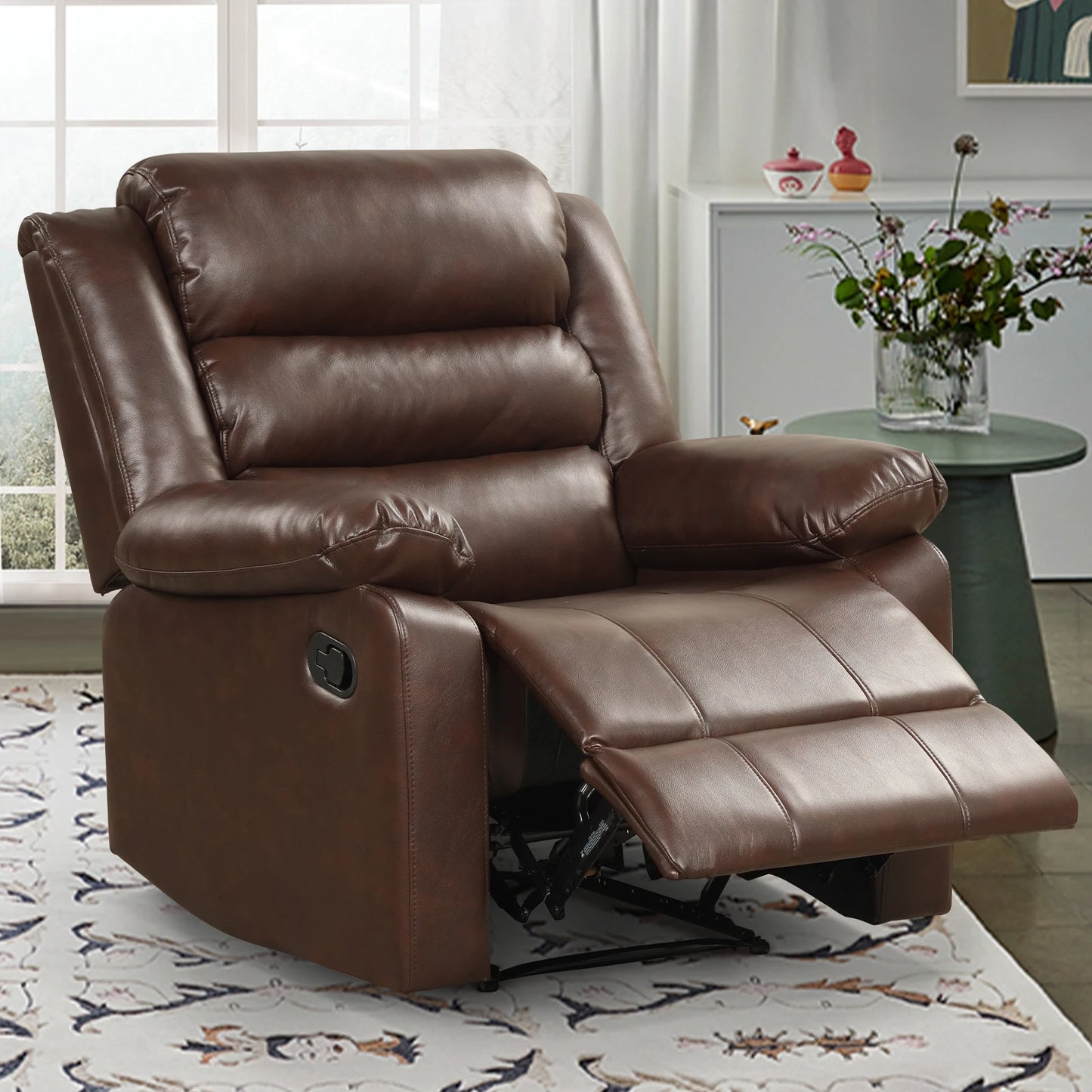 PU Leather Manual Recliner Chair with Comfortable Armrest