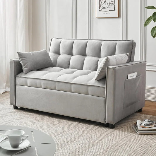 Modern Velvet Futon Sofa Bed 3 in 1 Convertible with Adjustable Backrest