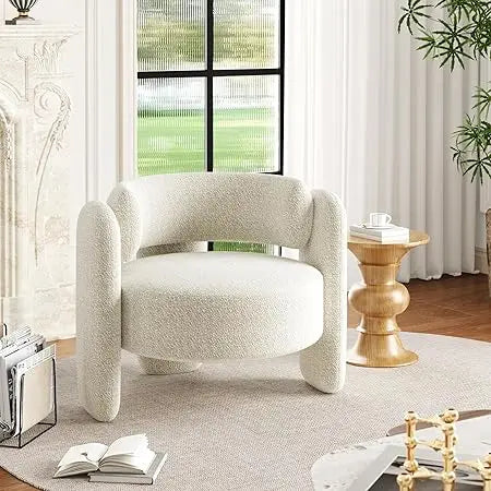 Mid Century Modern Oversized Chenille Barrel Accent Chair