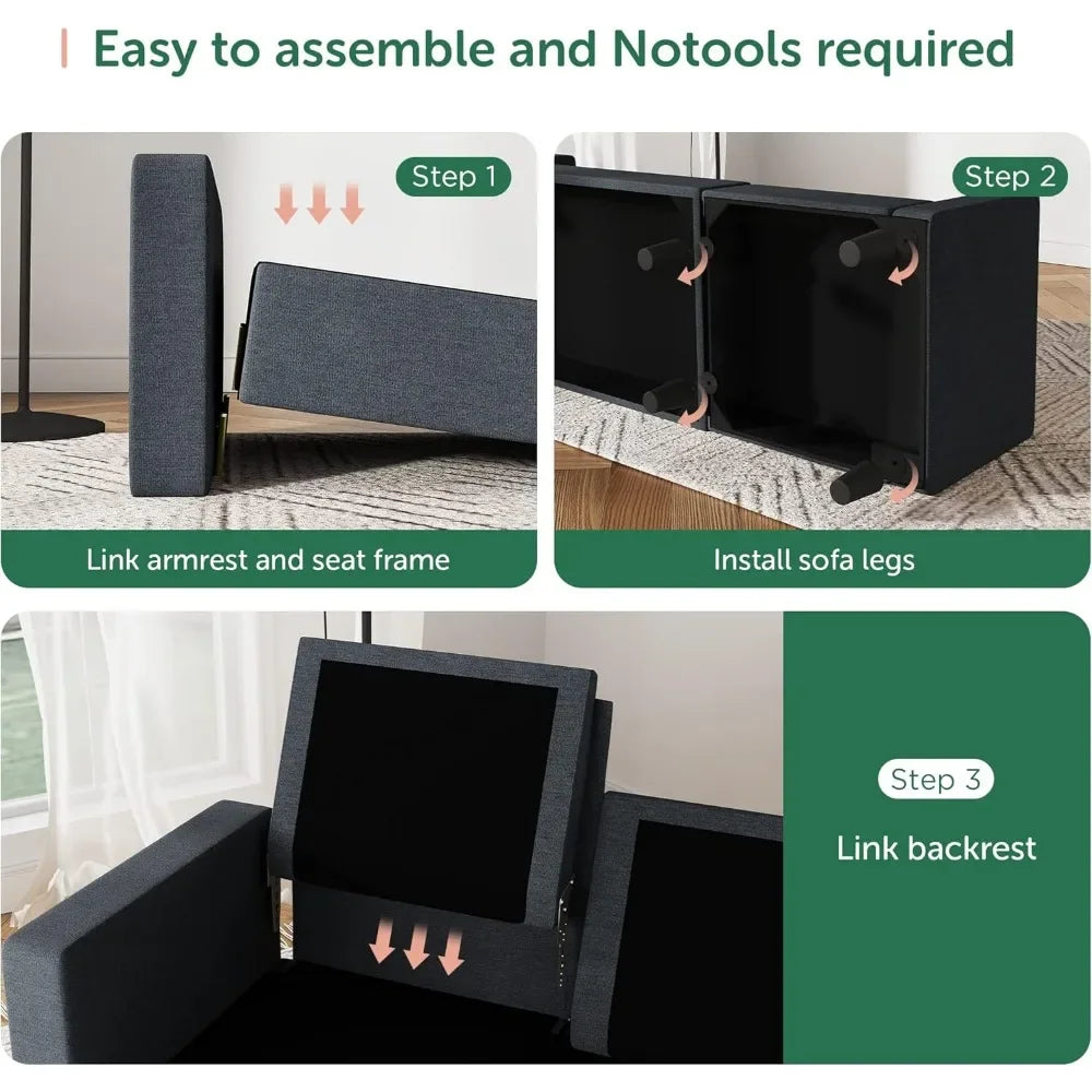 L-Shaped Convertible Sectional Sofa with Reversible Chaise