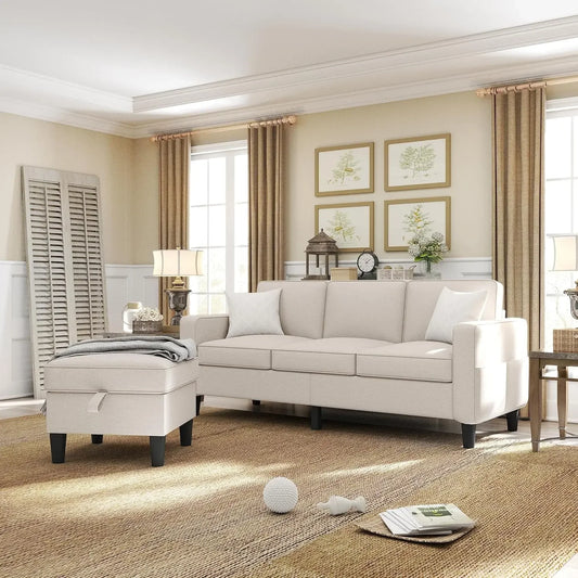 78" ZeeFu Convertible L-shaped Sectional Sofa with Storage Ottoman