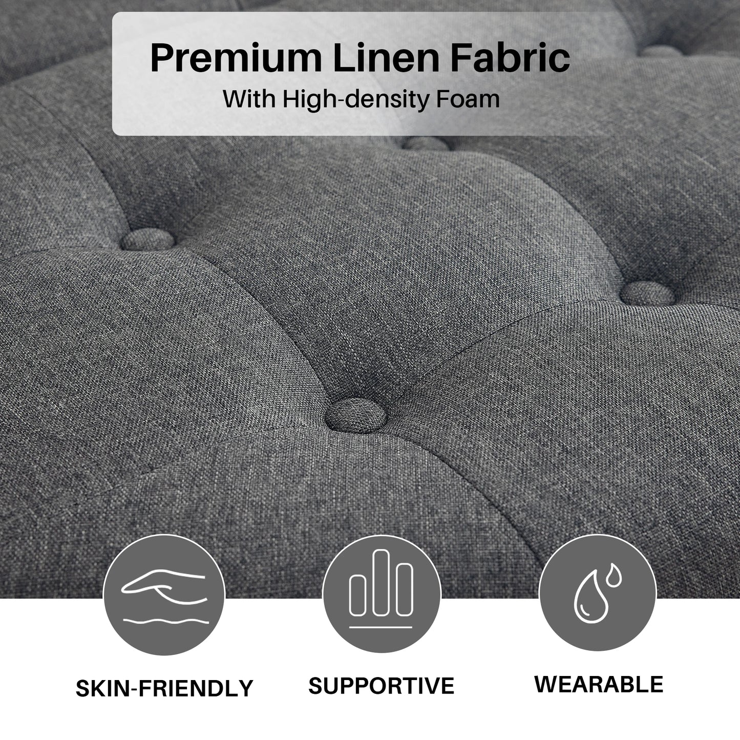 Redlife Upholstered 35" Round Storage Coffee Table