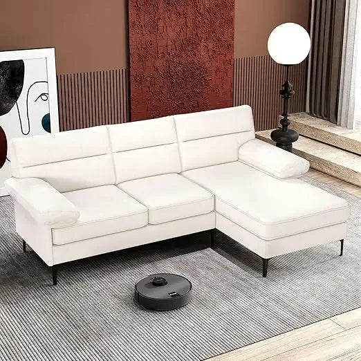 L-Shaped Convertible Sectional Chenille Sofa with Wide Reversible Chaise
