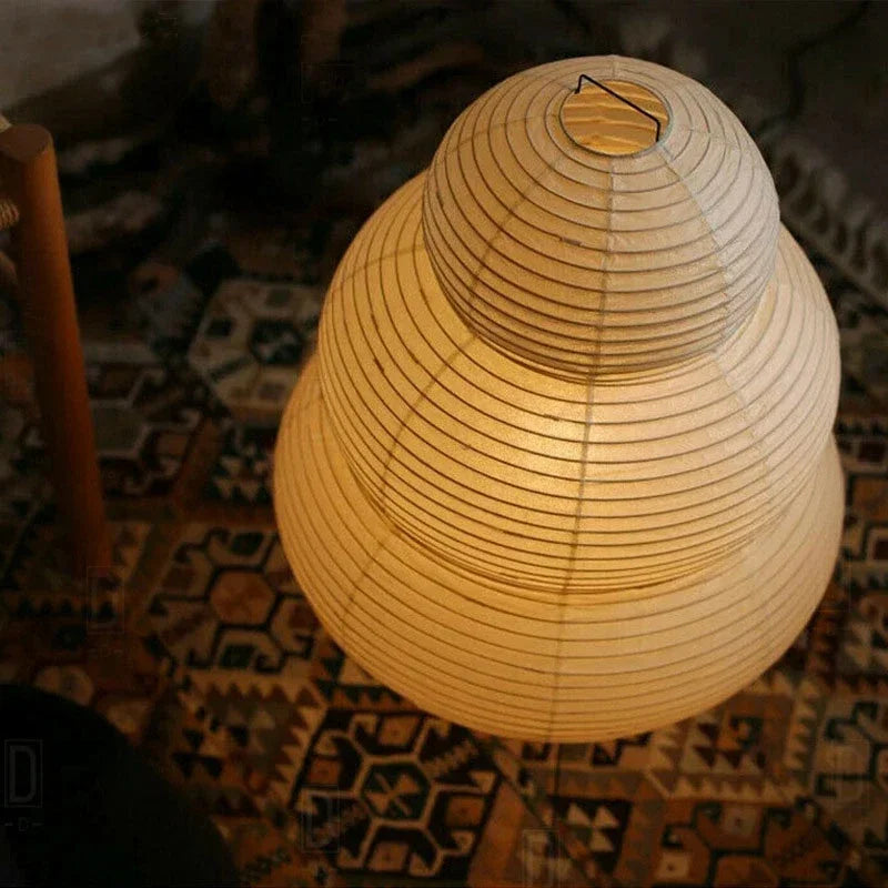 Japanese Design Noguchi-like Table Lamp with White Rice Paper
