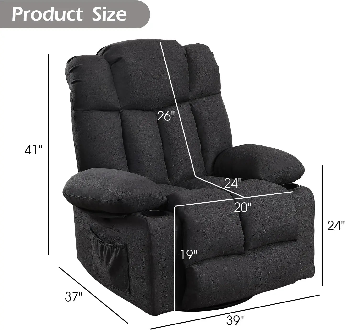 Massage Swivel Rocker Recliner with Heat and Vibration