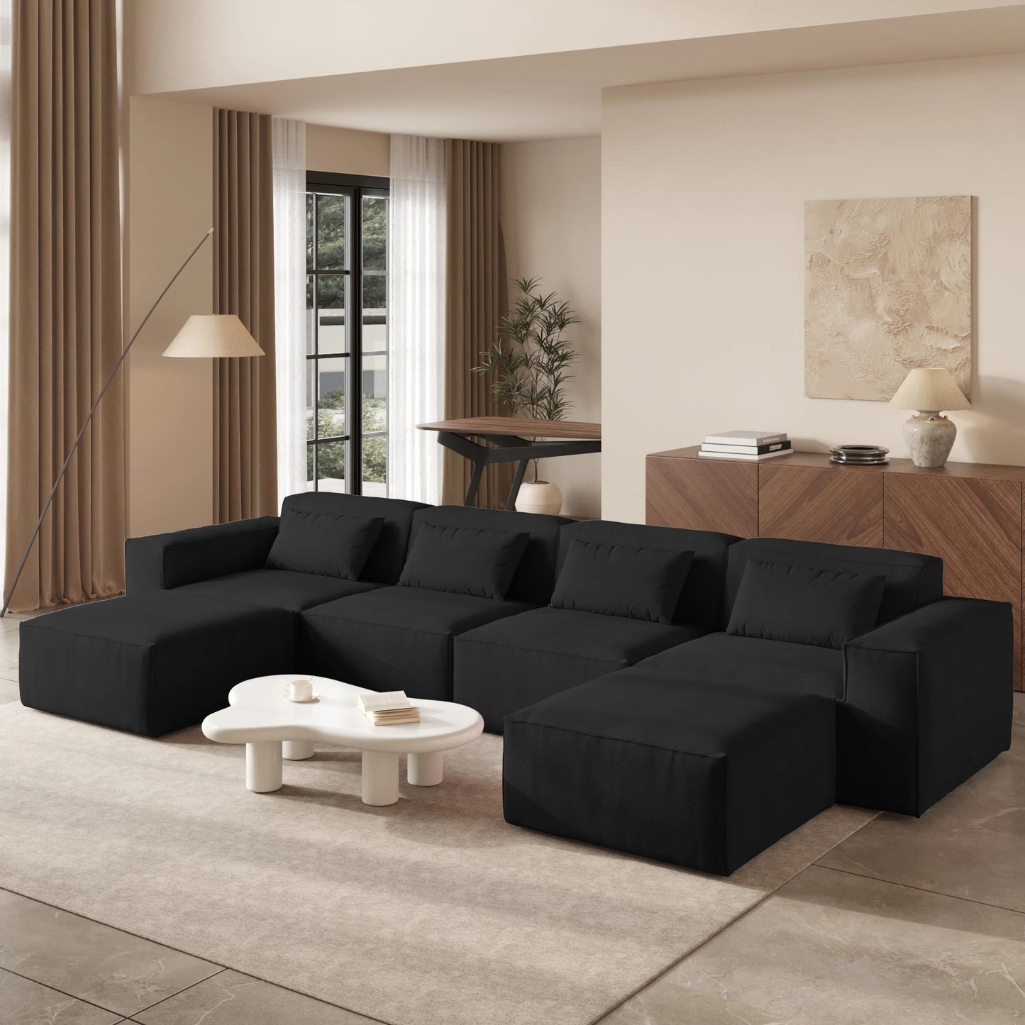Sdorens 149.62" Modern Oversized U-Shaped Sectional Cloud Sofa with 2 Ottomans