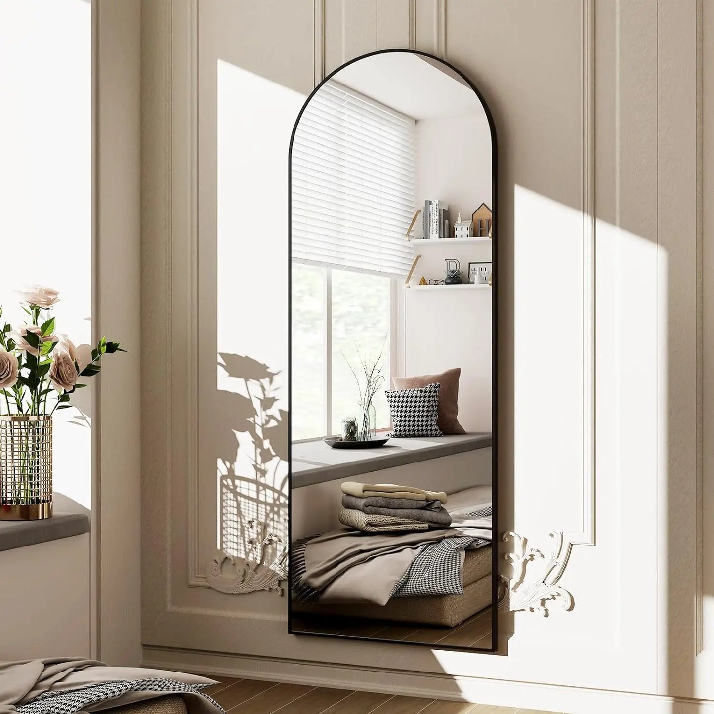 64"x21" Full Length Arched Mirror, Free Standing, Leaning, Wall-Mounted Mirror