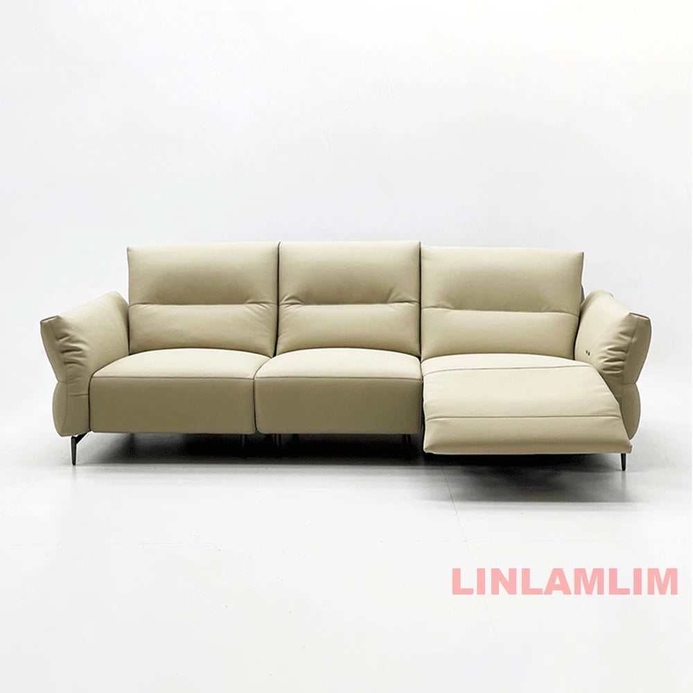 Modern Electric Genuine Leather Recliner Sofa with Footrest
