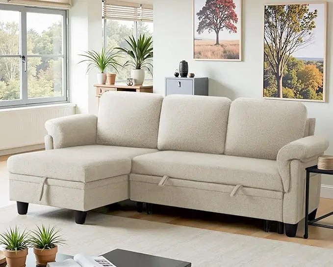 Reversible Convertible Sleeper Sofa with Storage Chaise