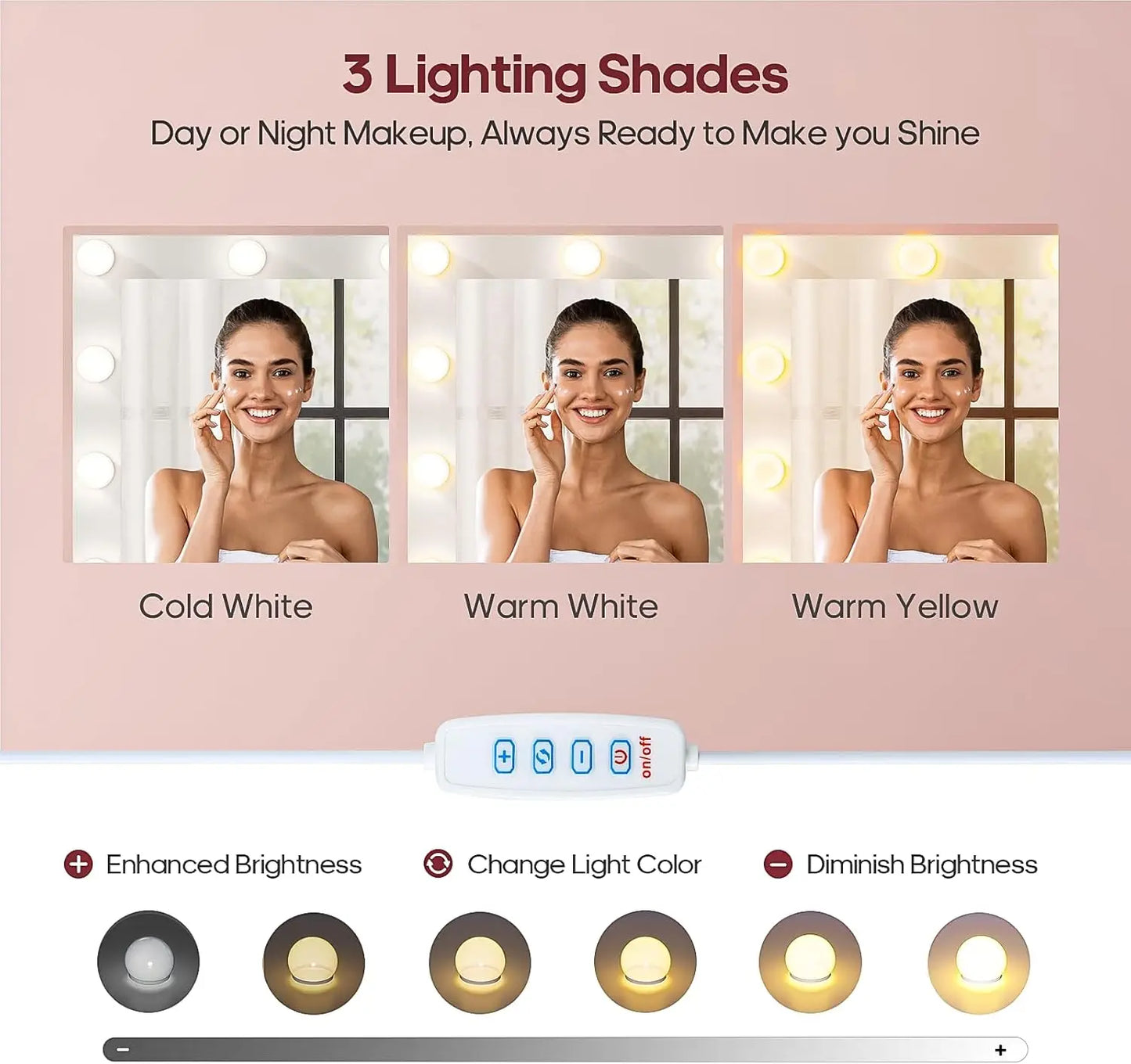 45.3" Vanity with Extra Large Mirror, Lights, Power Strip, and Storage