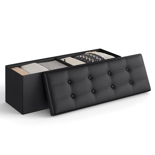 43 Inch Faux Leather Folding Storage Bench or Coffee Table