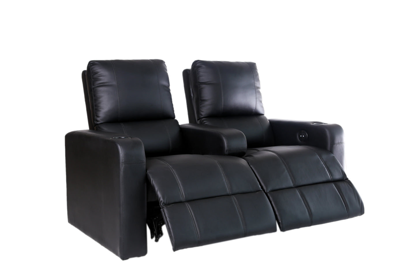 2 Seat Leather Sectional Electric Home Theater Recliner Sofa Set with USB LED Light
