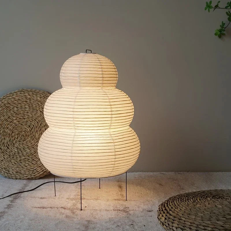 Japanese Design Noguchi-like Table Lamp with White Rice Paper