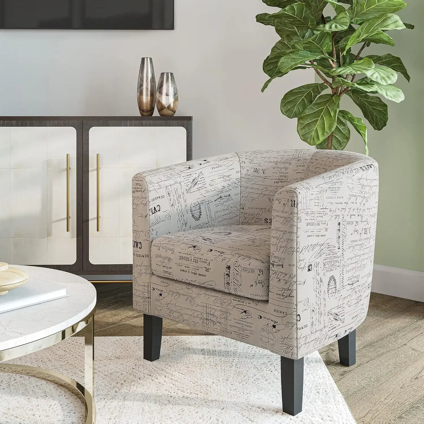 Linen Accent Barrel Chairs, Set of 2