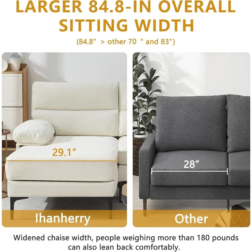 L-Shaped Convertible Sectional Chenille Sofa with Wide Reversible Chaise