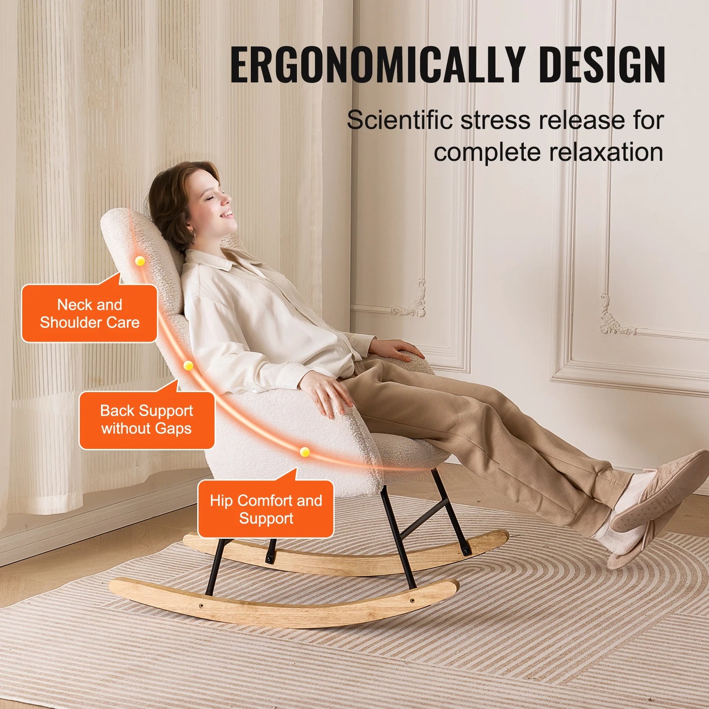 VEVOR Nursery Glider Rocking Chair 250 lbs Weight Capacity