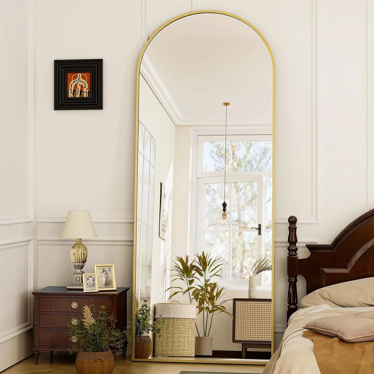 21x64 inch Arched Full Length Mirror with Aluminum Alloy Frame