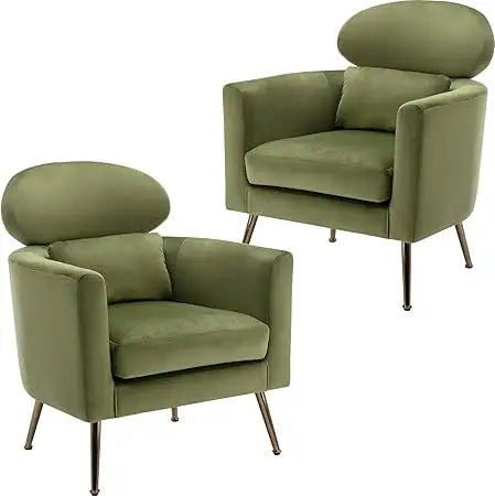 Modern Accent Upholstered Barrel Chair Set of 2