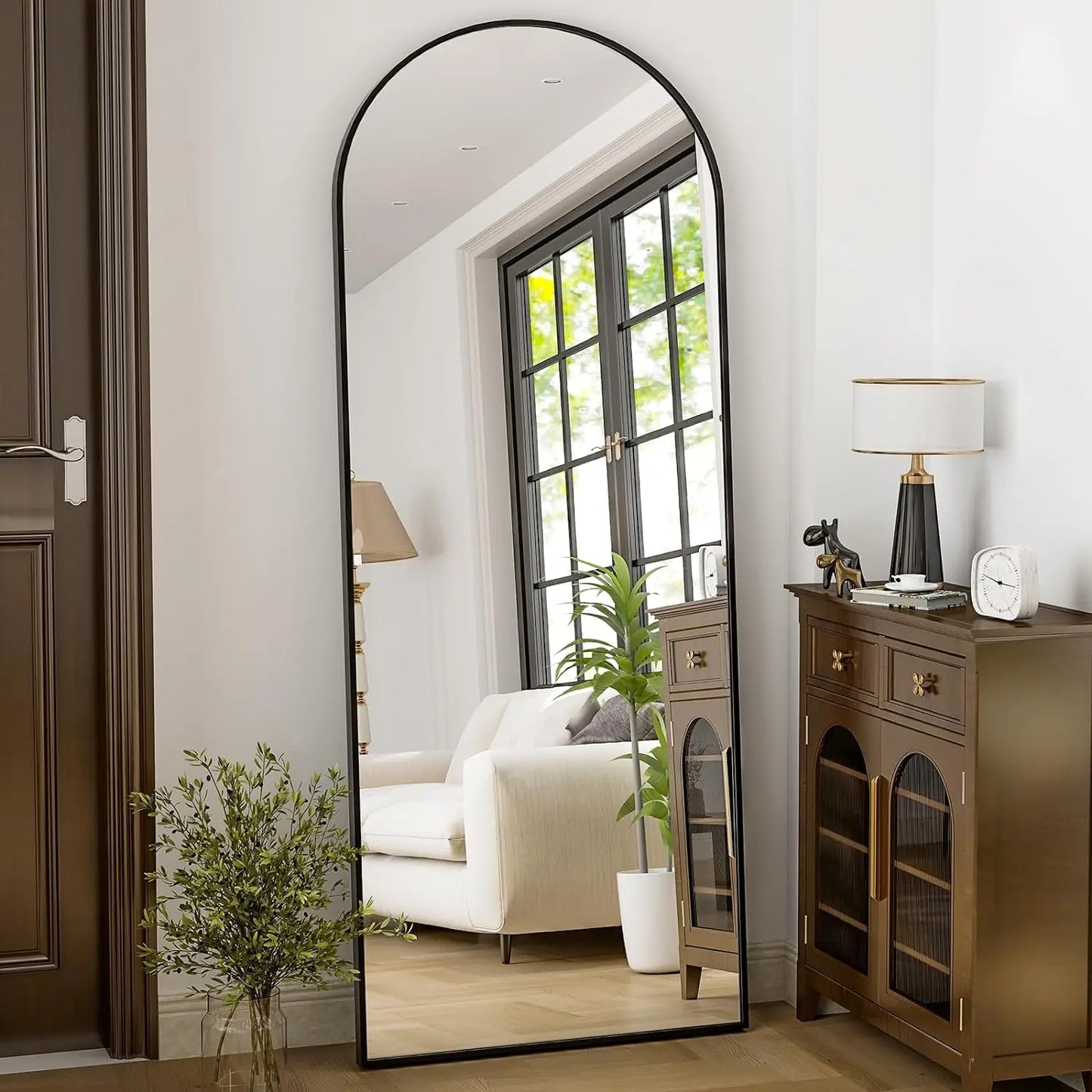 64"x21" Full Length Arched Mirror, Free Standing, Leaning, Wall-Mounted Mirror