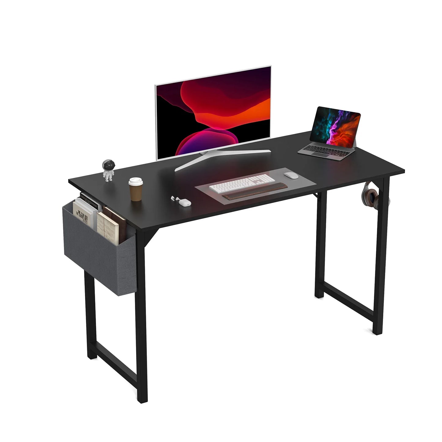 JHK Compact Computer Desk with Side Bag and Headphone Hook