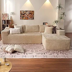 Modern 104" L-Shaped Cloud Sectional Couch with Deep Seats