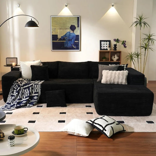 Modern 104" L-Shaped Cloud Sectional Couch with Deep Seats
