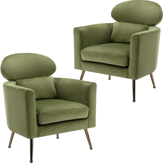 Modern Accent Upholstered Barrel Chair Set of 2
