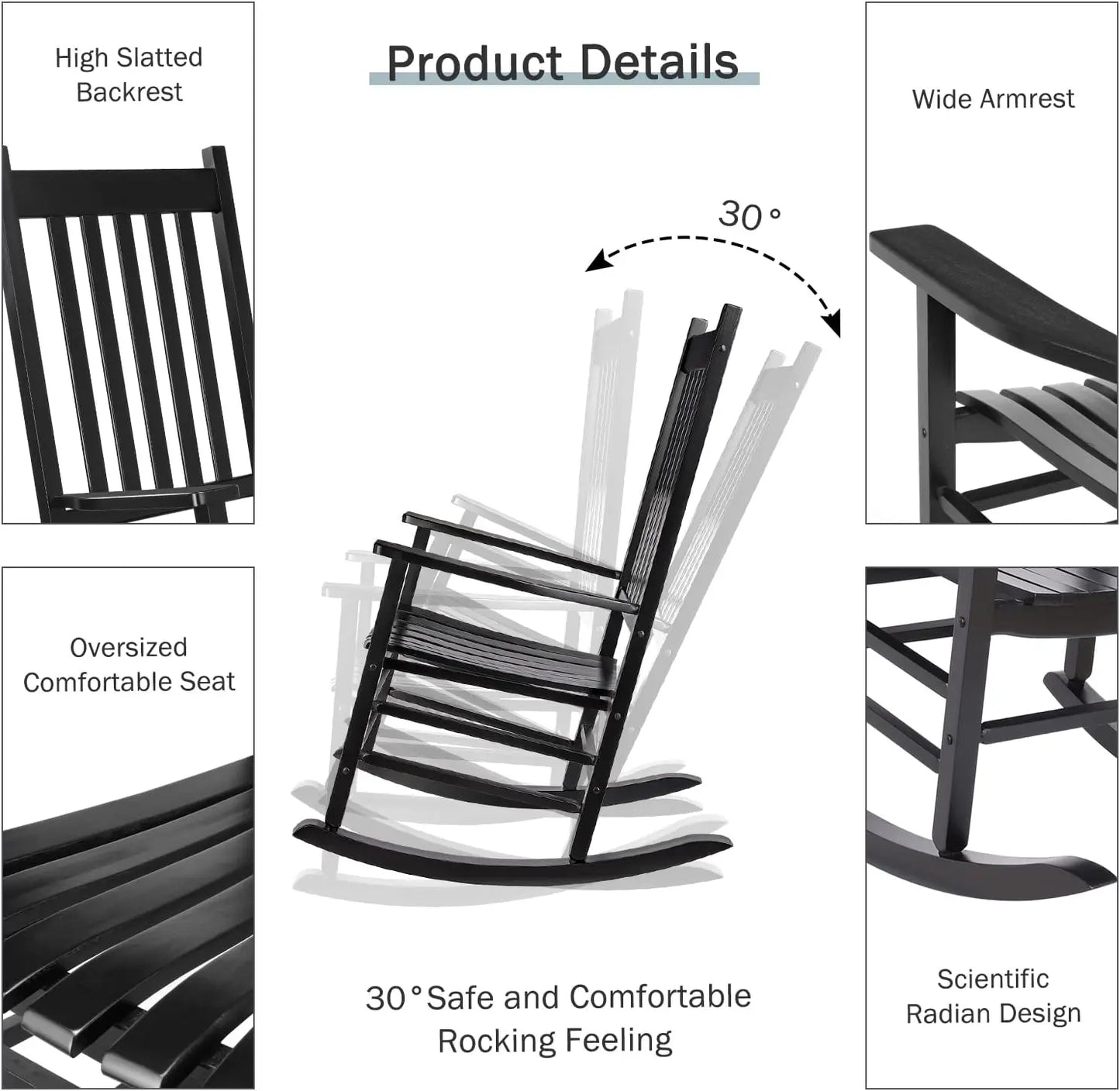 High-Backed Wooden Rocking Chair
