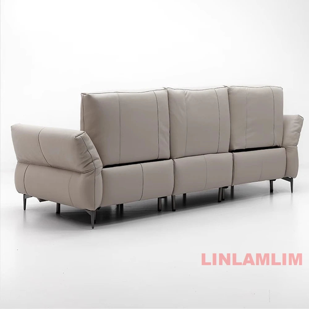 Modern Electric Genuine Leather Recliner Sofa with Footrest