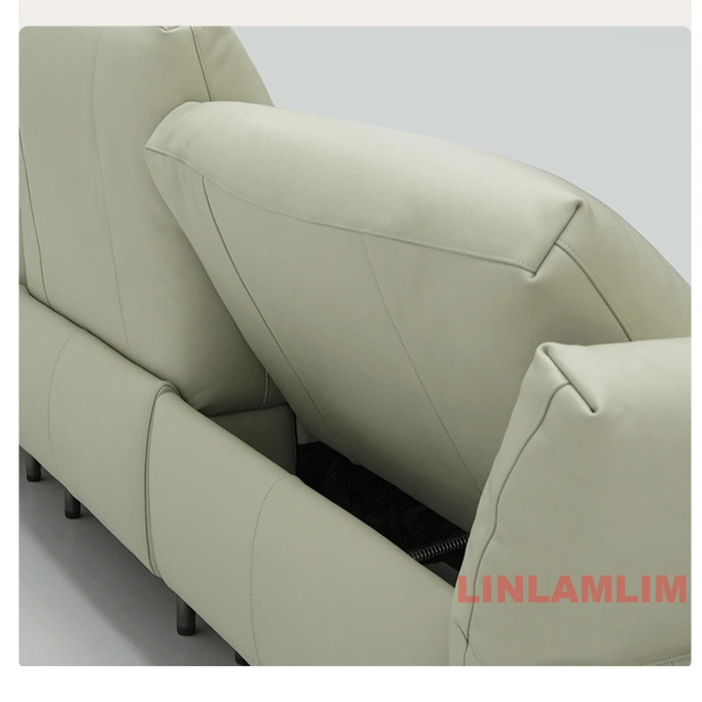 Modern Electric Genuine Leather Recliner Sofa with Footrest