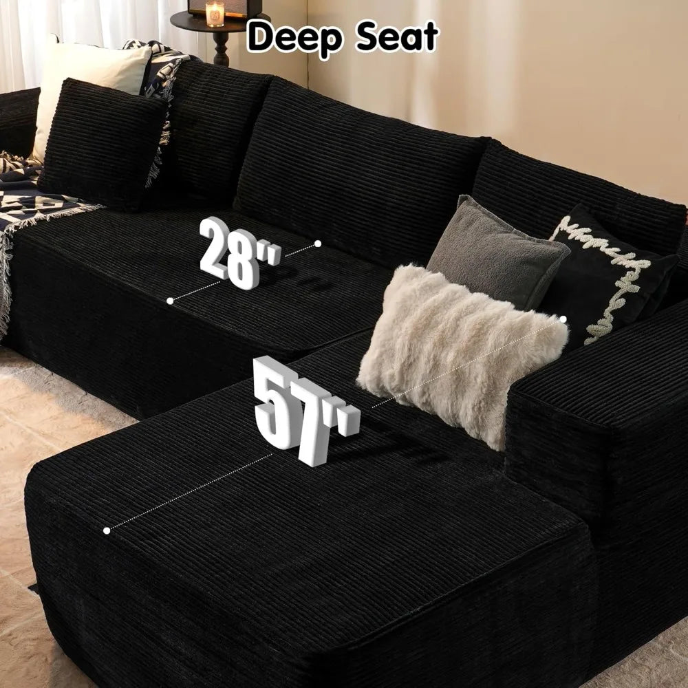Modern 104" L-Shaped Cloud Sectional Couch with Deep Seats