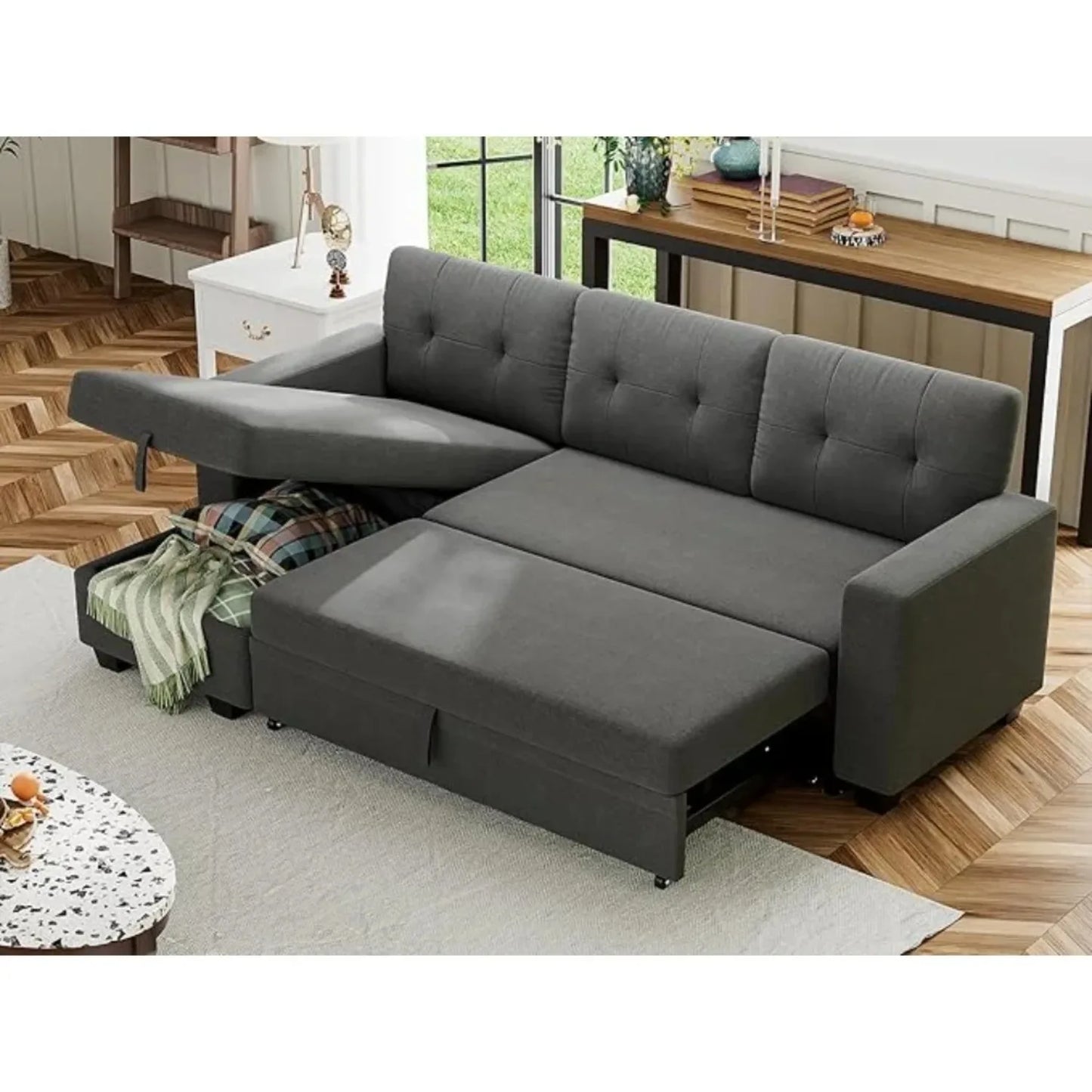 Reversible Convertible Sleeper Sofa with Storage Chaise