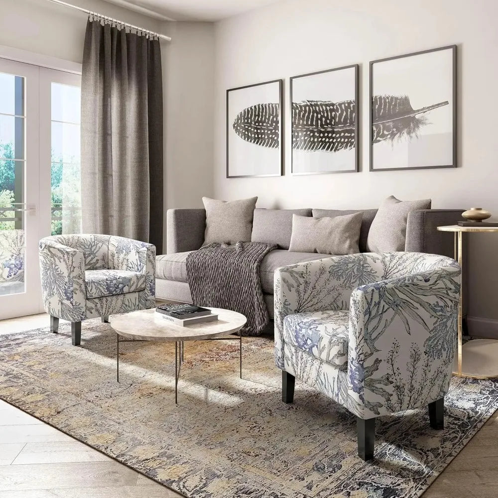Linen Accent Barrel Chairs, Set of 2