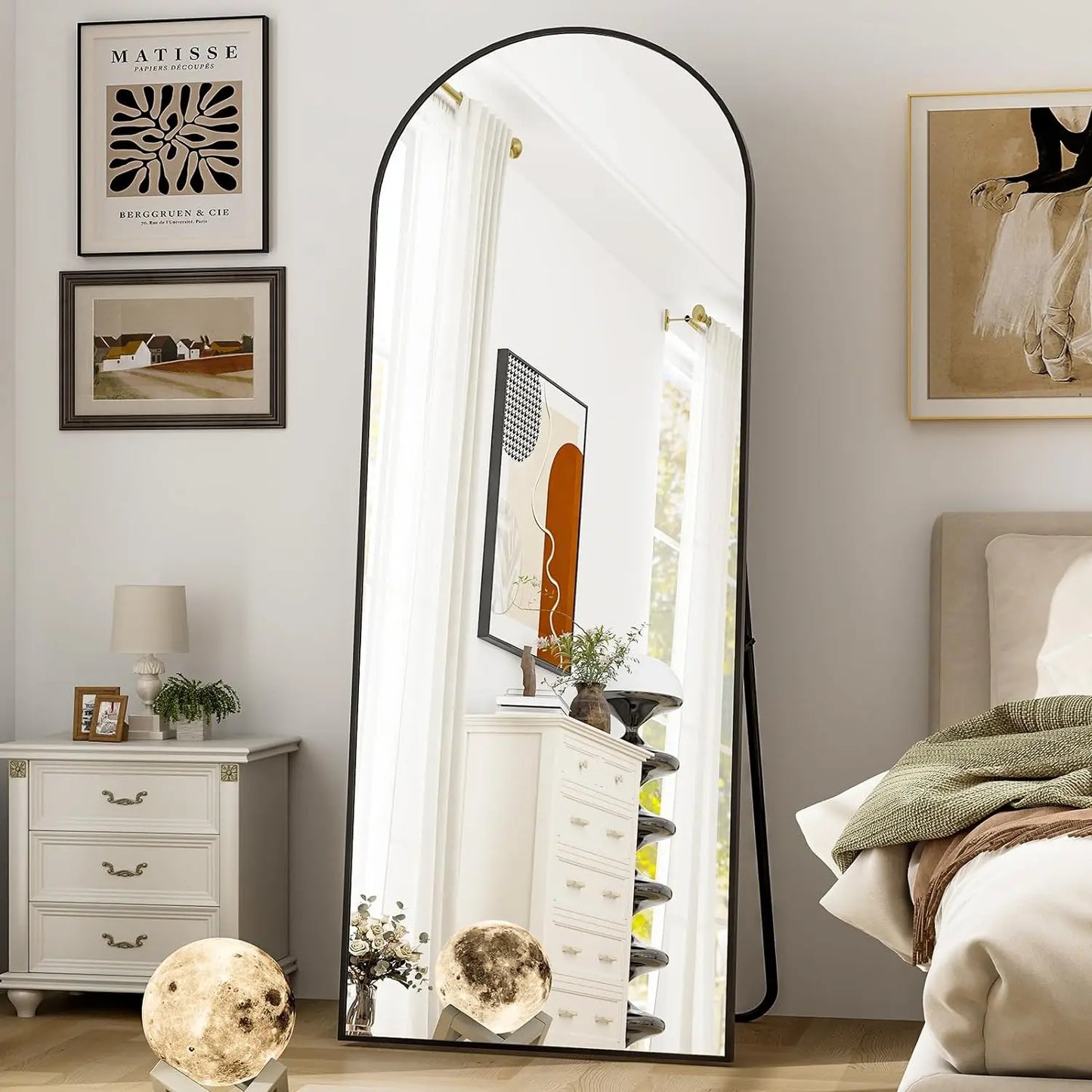 64"x21" Full Length Arched Mirror, Free Standing, Leaning, Wall-Mounted Mirror