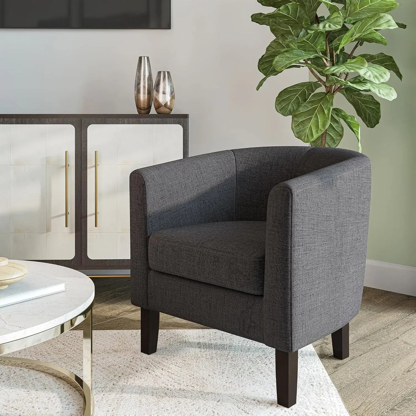 Linen Accent Barrel Chairs, Set of 2